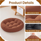 2Pcs Floor Pillows for Adults, 22x22 Inch Meditation Cushions, Large Round Sitting Cushion Living Room Memory Foam Pillow for Sitting (2, Brown, 22x22x4 Inch)