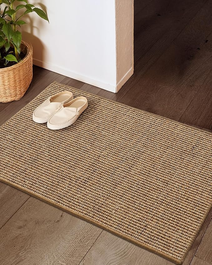 Color&Geometry Handwoven Jute Entry Rug - Natural Textured Front Door Mat 24"x36", Non-Slip Durable & Eco-Friendly Doormat for High-Traffic Entrance, Rustic Farmhouse Welcome Mat, Sisal Brown