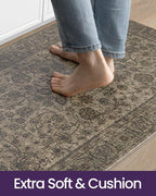 DEXI Kitchen Mats for Floor Cushioned, 23x35 Wide Runner Rug Non Slip, Waterproof Soft Comfort Standing Padded Anti Fatigue Decorative, Brown