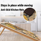 Boho Floral Kitchen Mats for Floor 2PCS Anti Fatigue Mats for Kitchen Floor Cushioned Non Slip Waterproof Memory Foam PVC Kitchen Rugs Set for Sink,Office,Laundry 17.3"x28"+17.3"x47"