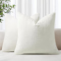 decorUhome Chenille Cream White Spring Throw Pillow Covers 16x16 Inch Set of 2, Decorative Soft Couch Pillow Covers Solid Dyed Accent Farmhouse Neutral Square Pillow Cases for Sofa