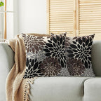 Black Dark Brown Pillow Covers 18X18 Inch Set of 2, Spring Summer Floral Dahlia Flower Cream Decorative Throw Pillow Covers Outdoor Modern Farmhouse Cushion Case for Home Couch Sofa Bed Decor