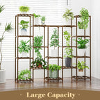Bamworld Large Hanging Plant Stand Indoor Tall Plant Shelf Outdoor 14 Pots Large Plant Rack for Living Room Patio, Balcony and Garden