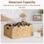 StorageWorks Scalloped Water Hyacinth Baskets, Hand-woven Rattan Baskets with Built-in Handles, Cute Baby Basket for Nursery, Basket for Organizing and Decor, 16½"L x 13"W x 7½"H