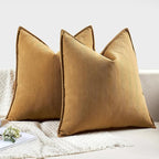 MIULEE Pack of 2 Mustard Yellow Decorative Pillow Covers 18x18 Inch Soft Chenille Luxurious Couch Throw Pillows Farmhouse Cushion Covers with Elegant Design for Sofa Bedroom Living Room Spring Decor