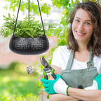 8 Inch Hanging Planters for Indoor Plants - Small Hanging Flower Pots with Drainage Holes Round Ceramics Hanging Plant Pots Black