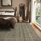 Machine Washable Rugs for Living Room: 6x9 Area Rugs Boho Vintage Rugs Stain Resistant Non Slip Low Pile Soft Lightweight Carpet for Bedroom Kitchen Dining Room Nursery Kids Room Farmhouse