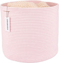 Cotton Rope Basket For Girls Kids 16”X14” Baby Laundry Baskets Nursery Bin Round Woven Basket Organizer For Storage Toys Blankets Shoes Clothes pink