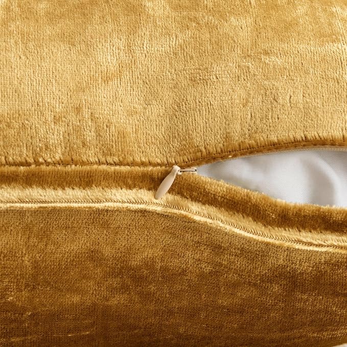 MIULEE Dark Gold Velvet Throw Pillow Covers 22x22 Soft Decorative Solid Square Cushion Cases Pack of 2 Modern Luxury Home Decor for Couch, Sofa, Bedroom