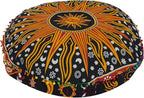 35 X 35 Inch Large Mandala Floor Pillow Cushion Seating Throw Cover Hippie Decorative Bohemian Ottoman Poufs, Multi Pom Pom Pillow Cases,Boho (Yellow Burning Sun, 35X35X6 Round)