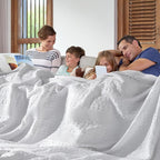 VHC Brands 100% Cotton Waffle Weave White Oversized King Size Blanket 120x120, Decorative Cotton Throw Blanket, Boho Farmhouse Bedroom Decor for Bed, Couch, or Sofa