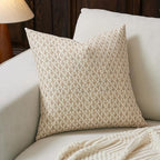 Floral Pillow Covers 18x18 Pillow Cover Block Print Couch Pillows for Living Room Decorative Neutral Accent Throw Pillow Covers, 1PC, Cognac Brown