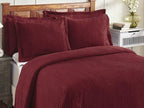 Better Trends Chenille Bedspreads King Size, Burgundy 100% Cotton Chenille Stripe Design Tufted Bedding Coverlet Soft Lightweight, 120"x110" with 2 King Sham 3 Pieces Set Jullian Collection