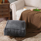 SUTAVIA Pouf Ottoman Cover Unstuffed Pouf Seat Decorative Soft Storage Bean Bag 20x20x8 Inches Square Floor Footrest for Living Room Bedroom (Dark Gray, Square)