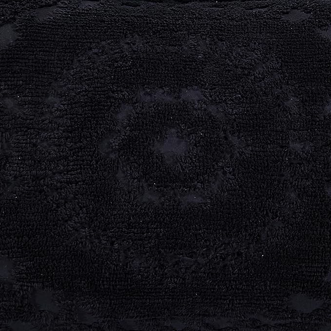 Better Trends Rio Collection is Super Soft and Light Weight in Floral Design 100% Cotton Tufted Unique Luxurious Machine Washable Tumble Dry, Euro Sham, Black