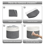 Goodpick Large Cotton Rope Basket, Blanket Basket Living Room 15.8"x15.8"x13.8" Baby Toy Storage, Woven Storage, Gray