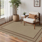 Modern Easy Jute 4x6 Outdoor Patio Rug, Washable Indoor Brown Kitchen Rugs Farmhouse Neutral Non Slip Area Rug for Living Room Backyard Bedroom
