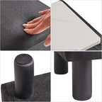 IBUYKE Storage Ottoman Footrest Stool with Linen Fabric, Rectangular, Flip Top Lid, Non-Slip Feet, Compact Design, Stylish and Functional, Black RF-BD220