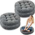Jerify Floor Pillow Cushions Large Round Square Large Meditation Floor Pillow for Classroom Adult Meditation Picnic Party Seating Learning Daycare School(Round,Dark Grey,4 Pcs)