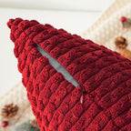 Kevin Textile Valentines 14x24 Inch Pillow Cover 1 Pack Boho Decorative Soft Striped Corduroy Lumbar Farmhouse Color Accent Rectangle Cushion Case for Living Room Couch Sofa Bed, Burgundy