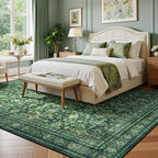Lessymo Washable Area Rug for Living Room,9x12 Green Large Rugs with Non-Slip Backing,Soft Boho Carpets for Bedroom Dining Room Nursery Home Office