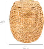 Best Choice Products Vintage Multipurpose Hyacinth Storage Basket, Plant Décor, Handwoven Organizer Tote for Bedroom, Living Room, Bathroom, w/Lid - Natural