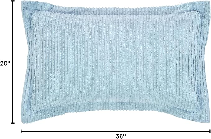 Better Trends Jullian Collection is Super Soft and Light Weight in Bold Stripes Design 100% Cotton Tufted Unique Luxurious Machine Washable Tumble Dry, King Sham, Blue