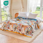 MSGKV Boho Throw Blanket 60"x80" Floral Cotton Blanket for Bed Couch Spring Breathable Lightweight Farmhouse Twin Blankets Home Decor Muslin All Seasons