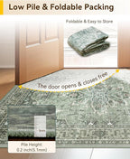 Area Rugs 2'x4' Kitchen Rugs Entry Rug Small Rugs for Entryway Kitchen Bathroom Door Mat Indoor Entrance,Washable Non Slip, Dark Green Gray