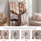 CASAAGUSTO Boho Throw Blanket - Beige and Gray Decorative Blankets with Tassel, Printed Flannel Bohemian Blanket for Chair, Bed, Sofa, Couch(50 * 60, Beige and Gray)