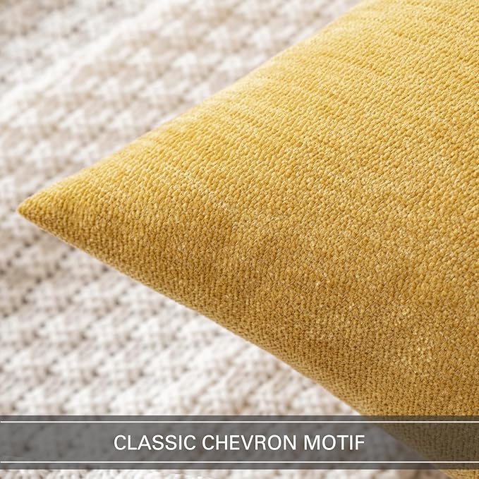 MIULEE Pack of 2 Mustard Yellow Decorative Pillow Covers 16x16 Inch Soft Chenille Couch Spring Throw Pillows Farmhouse Cushion Covers for Home Decor Sofa Bedroom Living Room