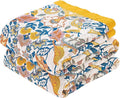 Boho Blanket Throw Quilt, 100% Cotton Soft Light Weight Throw Blankets for Summer, 50"x60" Farmhouse Flower Decorative Blankets, All Season Rustic Reversible Bohemian Throw Quilt