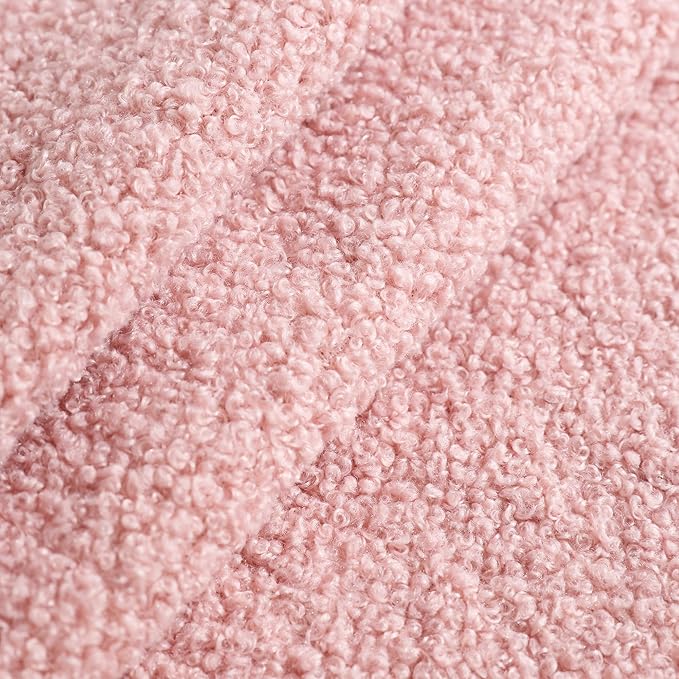 Flouki 20.1" Storage Ottoman Round, Vanity Stools for Bedroom, Sherpa Pouf Ottoman with Removable Lid, Modern Ottoman Stool for Girls Women, Foot Stool for Living Room, Pink