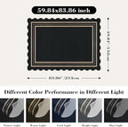 Scalloped 5x7 Rug for Living Room, Easy Jute Washable Outdoor Patio Carpet, Farmhouse Indoor Black Geometric Rug Neutral Non Slip Carpet for Living Room Backyard