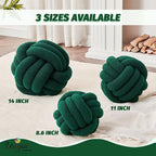 Uvvyui Knot Pillow Ball, Soft Home Decorative Pillows, Round Throw Pillow, Handmade Knotted Plush Pillow, Round Boucle Pillow Cushion (11 Inches Dark Green)