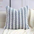 18x18 Boho Pillow Cover - Chenille Tufted Decorative Throw Pillow Cover Soft Velvet Backing, Farmhouse Square Accent Pillow Case for Sofa, Couch, Bedroom, Living Room, Grey-White Stripe