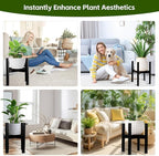 Adjustable Bamboo Plant Stand for Indoor Plants, Holder Rack Fits 8"-12" Pots for Living Room, Bedroom, Corner - Space Saving Shelf (Pot & Plant Not Included)(Black)