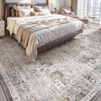 AMOAMI-4X6 Area Rugs for Living Room -Soft Vintage Bedroom Rugs-Non Slip Washable Rug-Throw for Living Room Bedroom Bedside Dining Room Office Grey