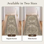 GENIMO 2'6''x8 Runner Rugs for Hallway, Machine Washable Non Slip Vintage Rugs, Low Pile Lightweight Soft Print Rug for enrtyway, Corridor, Home Office, Kitchen, Rustic Brown