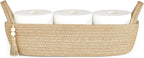 Mkono Small Storage Basket for Toilet Tank Top Boho Bathroom Decor Woven Rope Toilet Paper Tray Organizer for Shelf Bedroom Living Room, Jute, 1 Pack, 15.7" L x 6" W