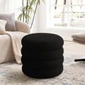 Flouki 19.5" Storage Ottoman Round, Vanity Stools for Bedroom, Sherpa Pouf Ottoman with Removable Lid, Modern Ottoman Stool for Girls Women, Foot Stool for Living Room, Black