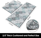 Arttown Boho Anti-Fatigue Kitchen Rug Set of 2 Morocco Cushioned Floor Standing Mat Waterproof Non-Slip Mat and PVC Ergonomic Comfort Foam Rug