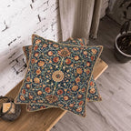 Vintage Floral Soft Velvet Throw Pillow Covers Set of 2 Burnt Orange Navy Flowers Plant Decorative Pillow Covers 16x16 Inch Art Botanical Pillow Case For Sofa Couch Outdoor Farmhouse Home Decor