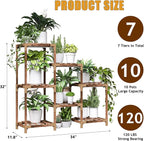 HOMKIRT Plant Stand with Grow Light, Plant Shelf Indoor for Mutiple Pots, 7 Tiers Wood Plant Ladder Holder Flower Stand for Corner Living Room Patio Boho Home Decor