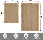 MIULEE Set of 2 Waffle Bathroom Rugs, Boho Bath Rugs Non Slip Washable, Super Absorbent Bath Mats, Ultra Soft Rubber Backed Shower Mats for Bathroom Floor, Tub, Brown, 17"x24"+20"x32"