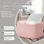 Goodpick Large Blanket Basket, Woven Baskets for Storage, Large Baskets for Organizing, Rectangle Toy Basket for Nursery, Bedroom, 21.6" x 14.9" x 11.8", Pink