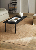 FRELISH DECOR Handwoven Jute Area Rug - 3x5 Feet Natural Yarn - Rustic Vintage Beige Braided Reversible Rectangular Rugs for Bedroom - Kitchen - Living Room - Farmhouse (3' x 5')