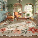 Lahome Floral Washable Rugs 8x10, Non-Slip Soft Bedroom Rug Stain Resistant, Ultra-Thin 8x10 Rugs for Living Room Boho Rug Accent Carpet for Dining Room Office Flore (8x10ft,Brown)