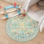 Lahome Sylvie Green Round Rug for Bedroom 4ft, Sage Washable Small Kids Bathroom Circle Rug, Boho Nursery Circular Carpet Girl, Soft Non-Slip Carpet for Kids Room Sunroom