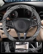 SEG Direct Boho Steering Wheel Cover with Baja Blanket Cloth, Ethnic Style Auto Wheel Cover Made of Coarse Flax, Fits 14 1/2-15 1/4 inches Car Wheel